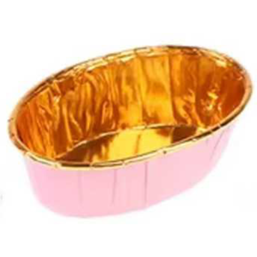 Caissette moule oval papier aluminium Rose Gold 78x48x30mm