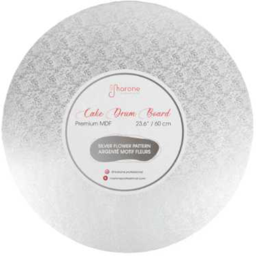 Planche ronde en MDF premium argentée avec motif de fleur 60cm