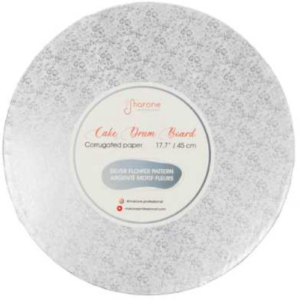 Planche ronde argentée avec motif de fleur 25cm