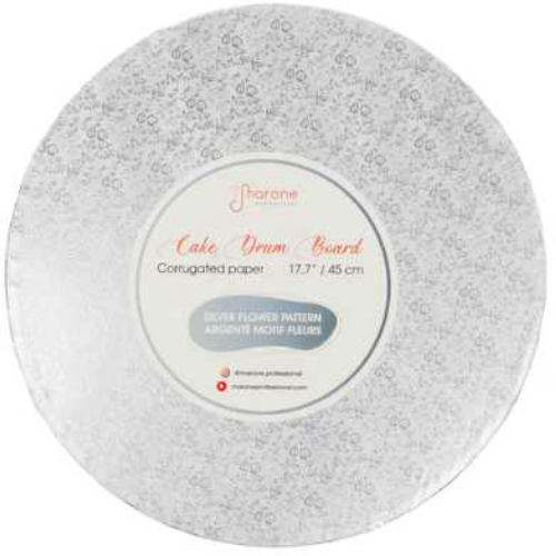 Planche ronde argentée avec motif de fleur 40cm