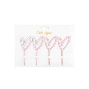 Cake Topper Coeur rose 4pcs