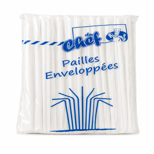 Pailles Transparent enveloppées 100 x 100
