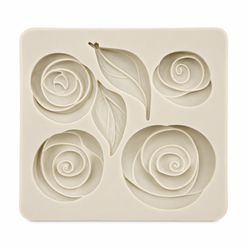 Moule en silicone avec des motifs fleurs et feuilles