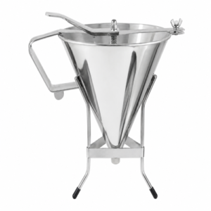 Entonnoir doseur à piston en inox sur support